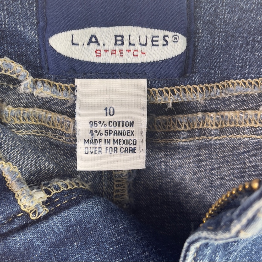 L.A. Blues Vintage Y2K 90s Zip Front Denim Jean Skirt Grunge Streetwear Size 10 - Picture 12 of 14